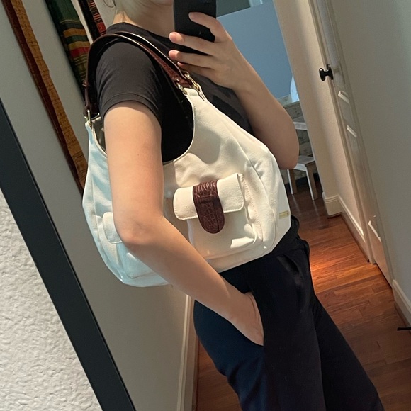 Ralph Lauren White Canvas and Leather shoulder bag - Picture 2 of 8